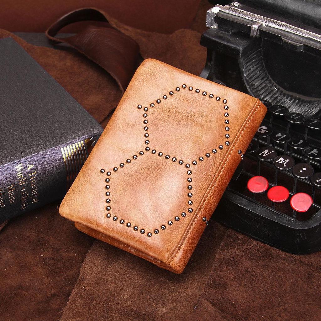 CONTACT'S Genuine Leather Wallet Men Vintage Coin Purse Male Portmane Card Holder Short Wallets