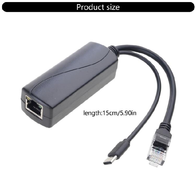 Durable Gigabit PoE Splitter for Camera PoE Separator 15cm Cable Length