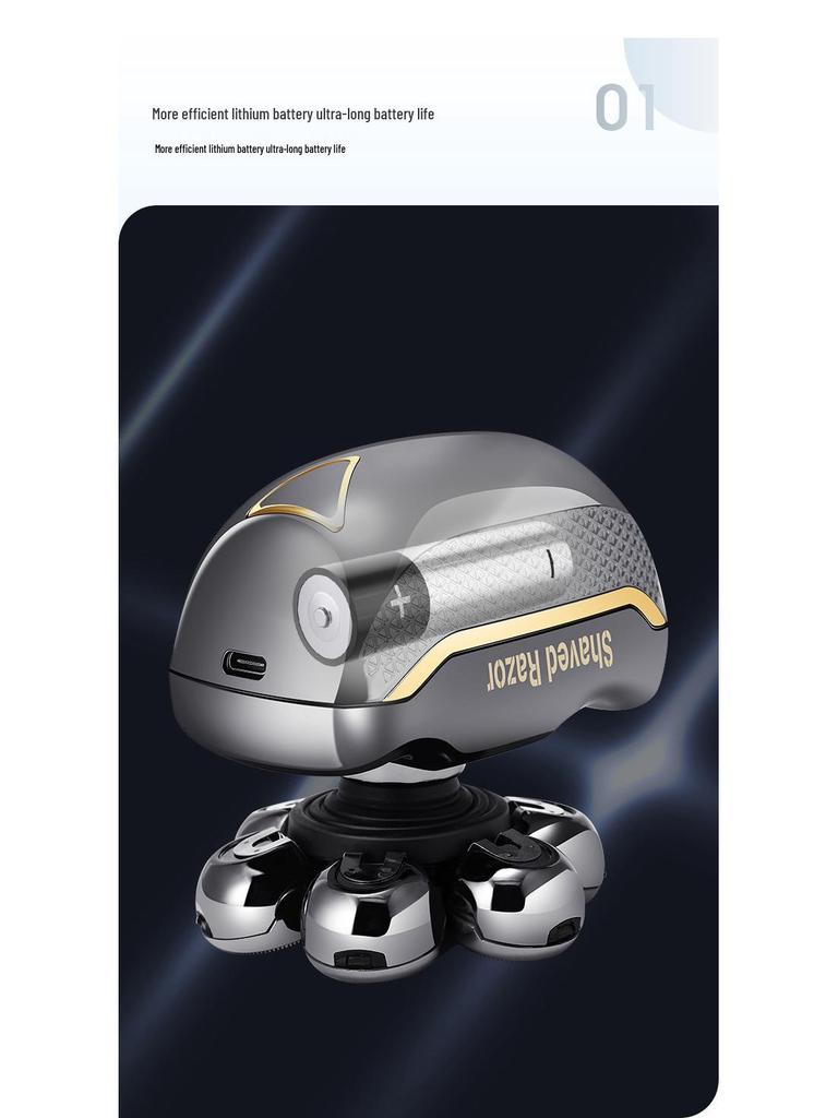 Немецкая точность 7-головочная электрическая бритва и машинка для стрижки волос для мужчин - Перезаряжаемая, многофункциональная бритва для бритья головы