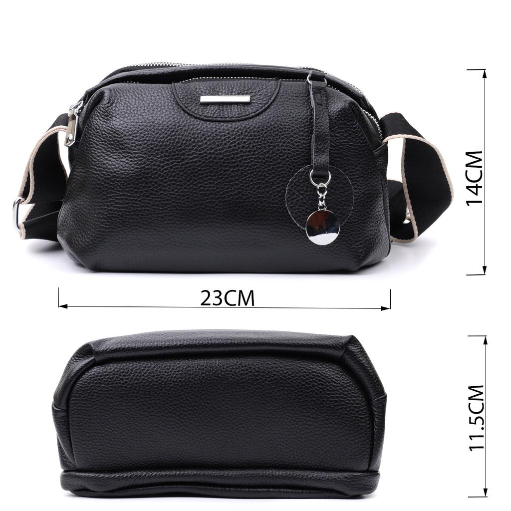 Bag with Two Compartments Made of Genuine Leather Vintage 22592 Black