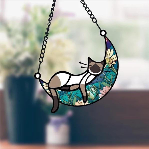Moon Sleeping Cat , Handmade Sun , Cat Memorial Gift, Moon Sleeping Cat