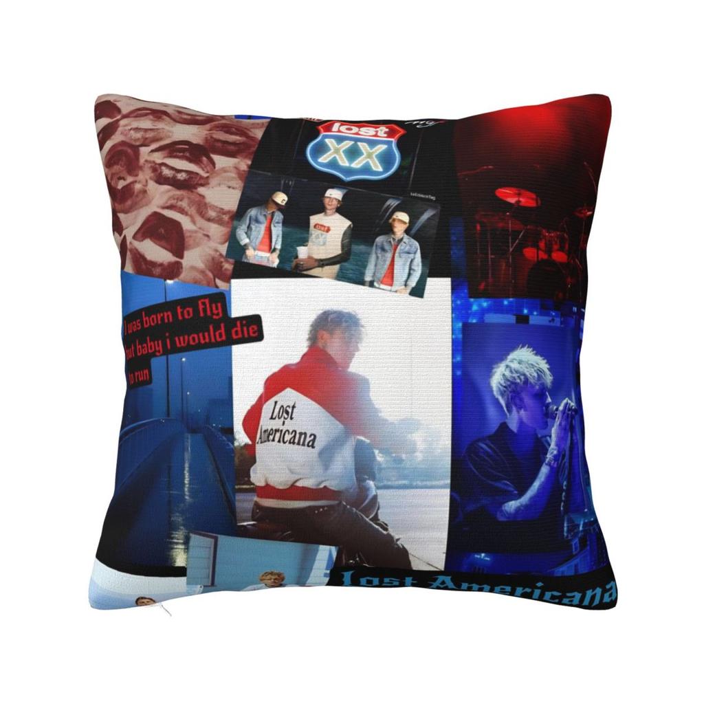 Decorative Pillowcase Mgk Lost Americana Tour - Stuff Seat Throw Pillow Case Cover Square Multiple Sizes
