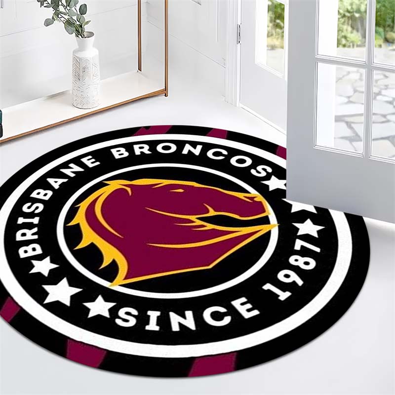 Коврик круглый с принтом ретро-значка Brisbane Broncos, нескользящий, для пола, декор для дома, офиса, фаната спорта