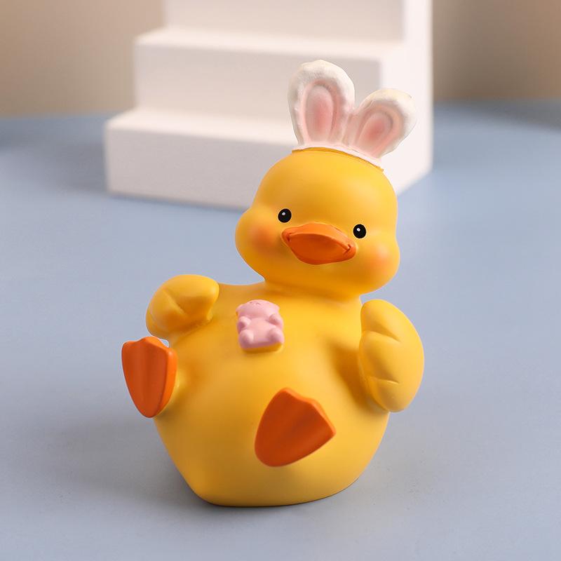 Cute MOMO Duck Resin Decoration Little Yellow Duck Cartoon Gift Creative Home Decoration Car Decoration, Desktop Decoration Small Gift