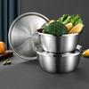 Миска для смешивания салата и яиц из нержавеющей стали Thicken 304 с крышкой, миска для муки и супа, европейская кухонная утварь, таз для овощей и фруктов