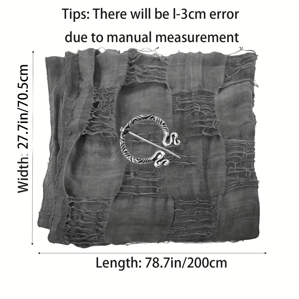 Средневековый плащ-накидка эпохи Возрождения с викинговым брошем - Шаль-шарф с капюшоном для костюмов на Хэллоуин, уличной одежды и мероприятий по поп-культуре