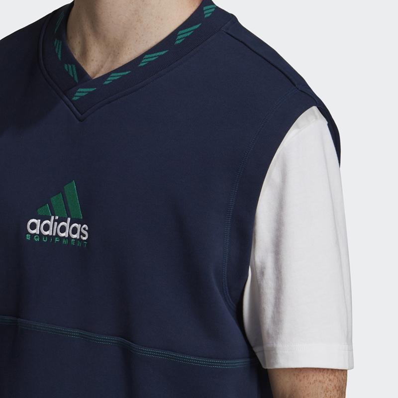 adidas Однотонный жилет без рукавов с V-образным вырезом, мужские топы, синий HG8092
