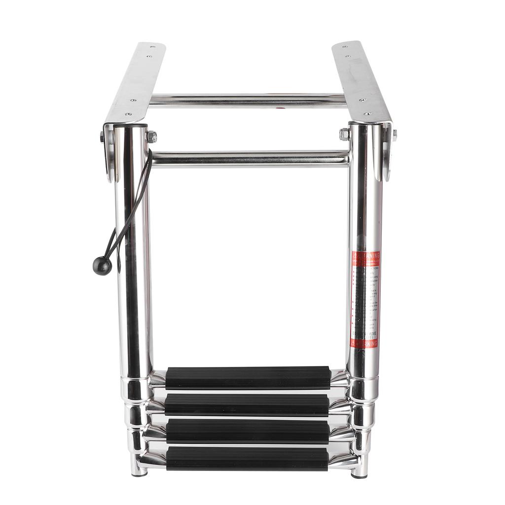 4‑Step Deck Ladder Folding Telescopic Boat Stair Pedal 304 Stainless Steel W Retaining Rope