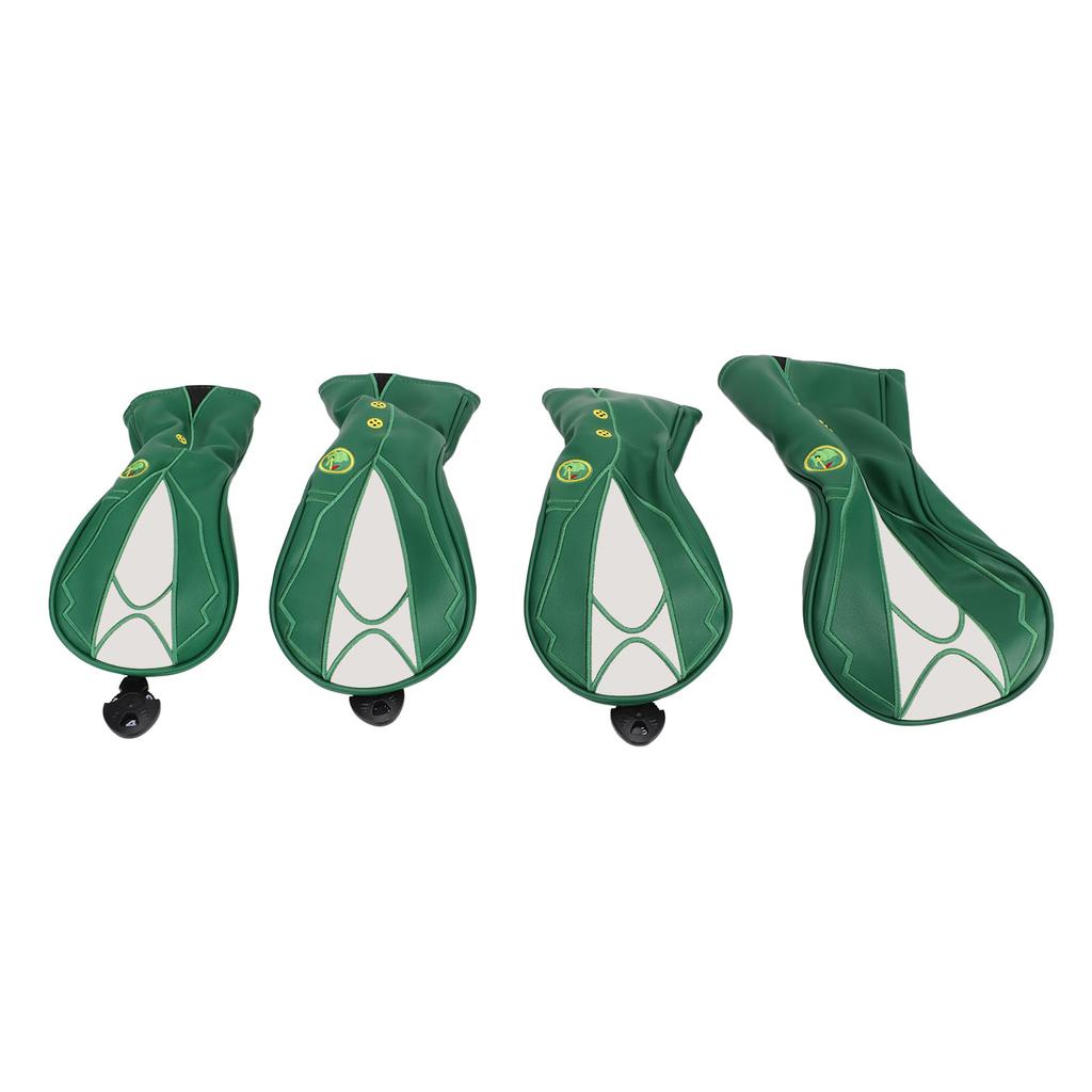 4 шт. комплект чехлов для головок для гольфа из дерева, водонепроницаемые аксессуары из искусственной кожи, зеленая куртка с узором из утолщенного плюша