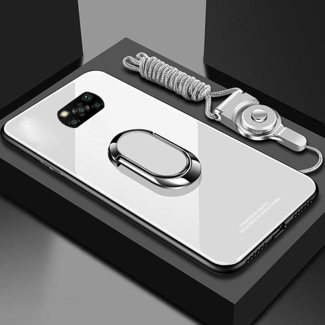 For Xiaomi POCO X3 NFC Case Magnet Ring Stand Holder Phone Case for Xiaomi POCO F3 M3 Pro Redmi Note 10 Pro Max 9C K40 Hard Tempered Glass Back Cover