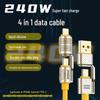 240W 4-in-1 PD Fast Charging Cable for Apple/Huawei, Dual Type-C