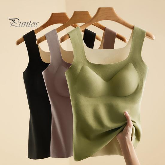 Зимний женский терможилет с нагрудными накладками, бесшовный бархатный, быстрая фиксация температуры, согревающий, квадратный вырез, облегающий, эластичный, без рукавов, внутренняя одежда