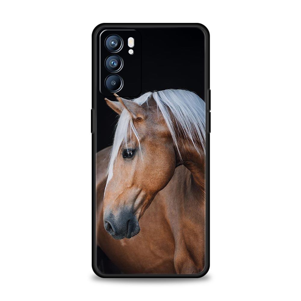 Чехол для телефона с изображением животного Лошадь для Oppo A17 A31 A54 A57 A78 A79 A98 Find X5 X6 Reno 6 7 8 10 11 12 13 F Pro 5G Мягкий ТПУ Чехол Funda Сумка