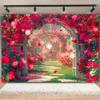 February 14 Valentine's Day Backdrop Romantic Valentine Scenes Red Love Heart Floral Wedding Portrait Photography Background