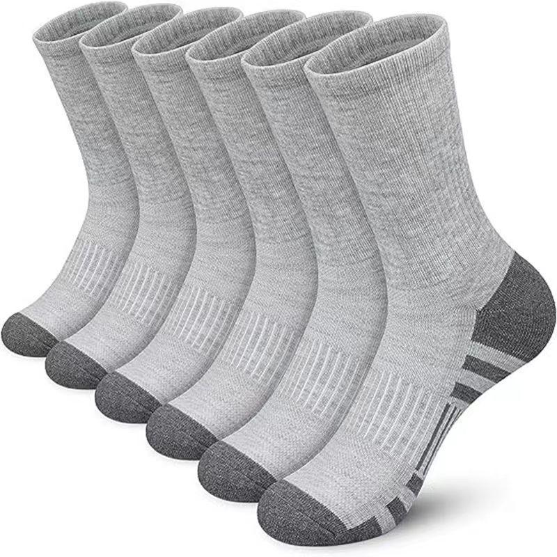 5/10 Pairs Large Sized Men's Socks Mid Calf Solid Colour Breathable Sweat Wicking Sports Socks Basketball Socks Comfortable