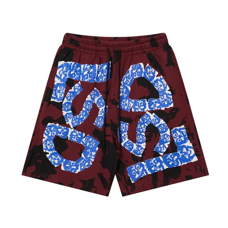 Mens Loose Fit Streetwear Shorts With Letter Print Cotton Blend Breathable Casual Pants Youth