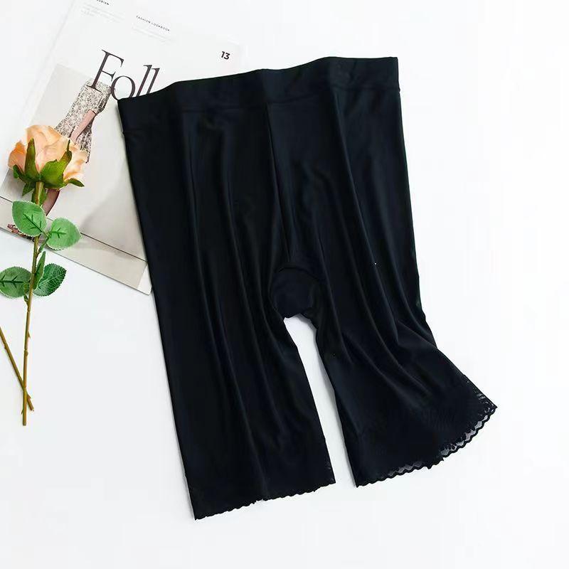 Защитные шорты, женские шорты больших размеров, летние бесшовные шорты из ледяного шелка с высокой талией, сексуальные кружевные не натирающие нижние юбки, боксеры женские