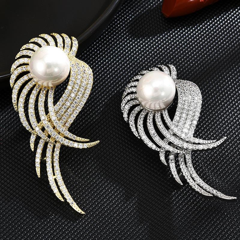 Angel Wings Pearl High-End Temperament Brooch Simple Atmosphere Retro Suit Corsage Coat Versatile Pin