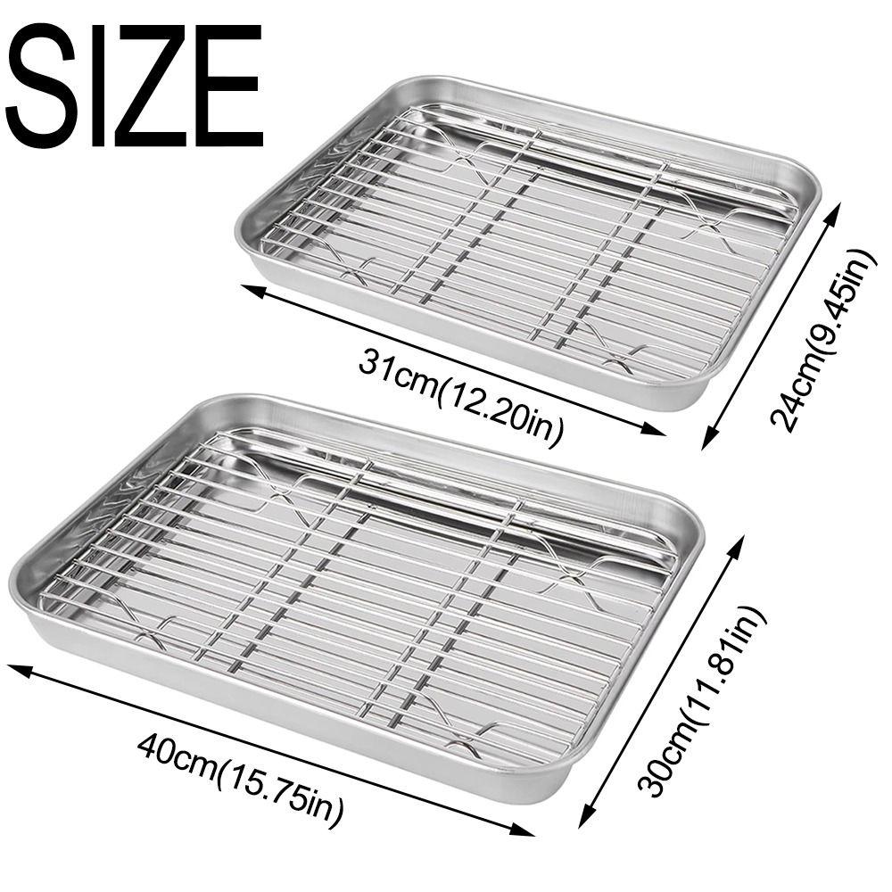 Stainless Steel Food Cooling Tray Removable Steaming Cooling Racks Draining Oil Pan Oven Use