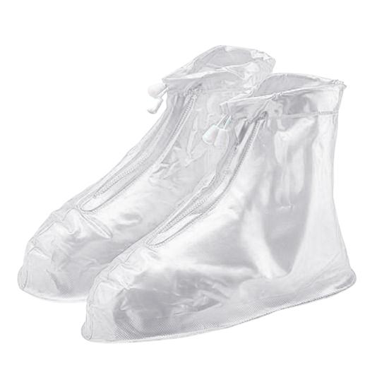 1 Pair PVC Rain Shoe Covers Zipper Closure Convenient Women Shoes Boots Overshoes