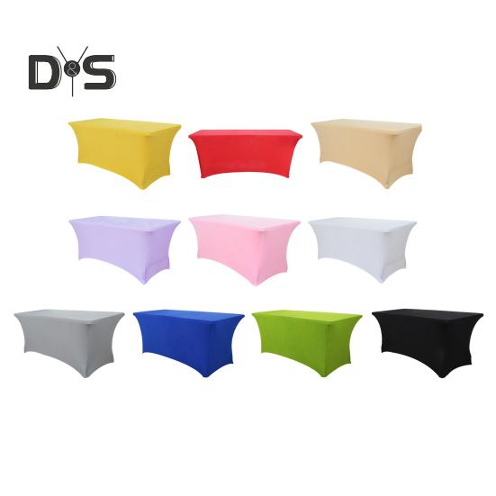 Эластичная скатерть для стола, прямоугольная, однотонная, полиэстеровая ткань, устойчивая к морщинам, моющаяся, для банкета, вечеринки в помещении и на открытом воздухе