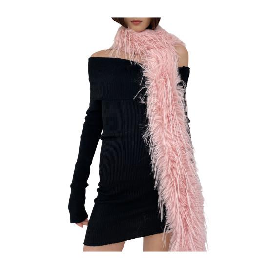 Women Long Scarf Solid Color Thickened Imitation Mink Fur Velvet Decor Scarf Warm Thin Scarf Fashion Accessory