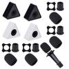 OLYCRAFT 4-Piece Interview Microphone Flag, Triangle, 90x100x46mm, Plastic, for Interview Microphones, Station Advertising, KTV, Black & White