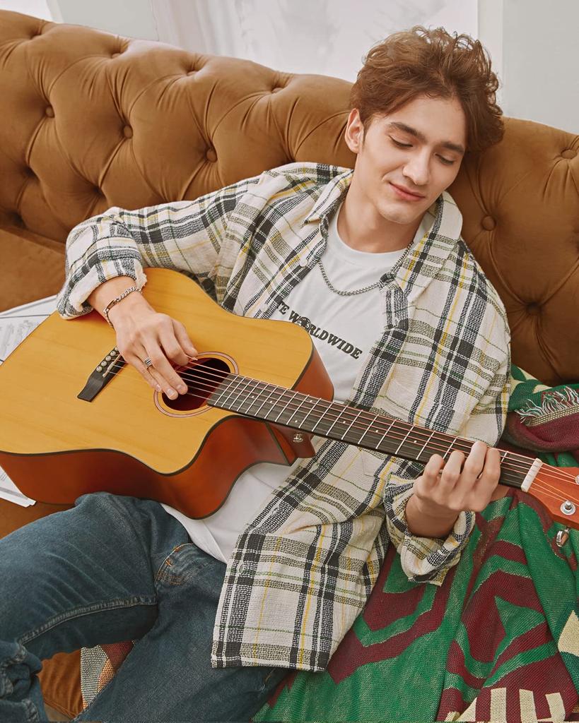 Donner Acoustic Guitar Beginner Set 41 Inch High Quality Spruce Top Acoustic Guitar Cutaway Right Handed for Beginner Practice Soft Case & Tuner