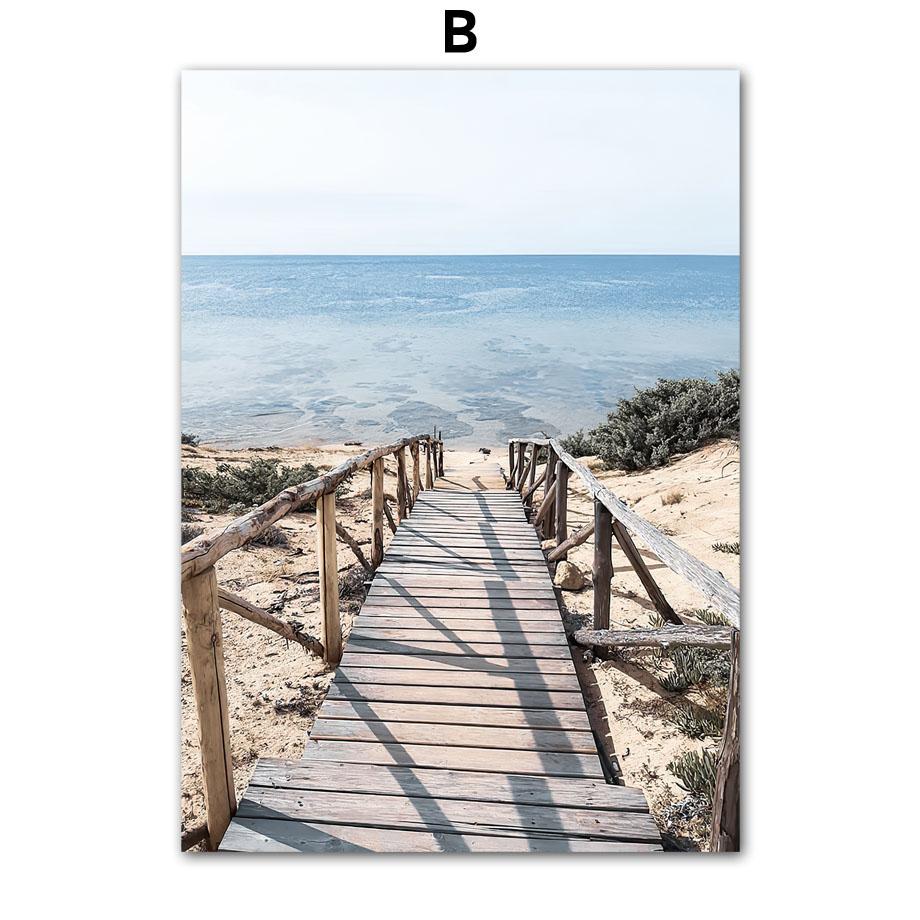 Волна, песок, синий пляж, лодка, настенная живопись, холст, плакаты на скандинавскую тему и принты, украшения для гостиной, дома, фотографии