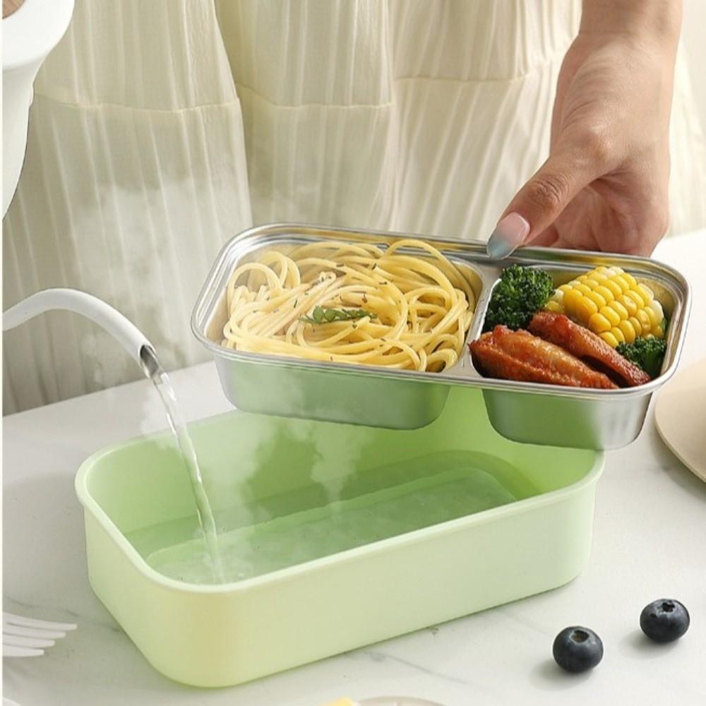 304 Stainless Steel Divided Lunch Box with Fork Spoon Food Container New Bento Box For Meal Prep