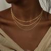OUYIN JEWELRY 3 Layer Paperclip Lip Gold Wire Chain Zircon Pendant Necklace Gold Plated Dainty Minimalist Trendy Fashion Jewelry