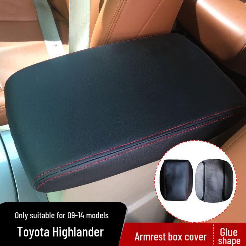 Toyota Highlander 09-14 Кожаная клейкая накладка на крышку подлокотника (Модификация интерьера)