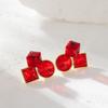 Niche Design Sense Color Three-dimensional Geometric Crystal Earrings Women's 2023 New Versatile Sweet Stud Earrings