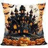 Short Plush Material Pillowcasehome Decor Halloween Castle & Pumpkins Throw Pillow Cover Pattern Cushion Cover Suitable For Sofa