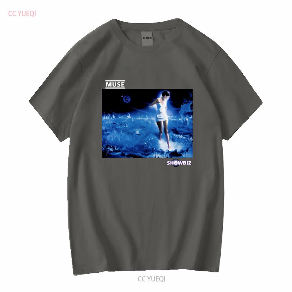 MUSE Showbiz Футболка Хлопок Черный Мужская Полный Размер S - 3XL HC2204 с длинным рукавом винтажная Стирка Растягивающаяся с принтом Универсальная