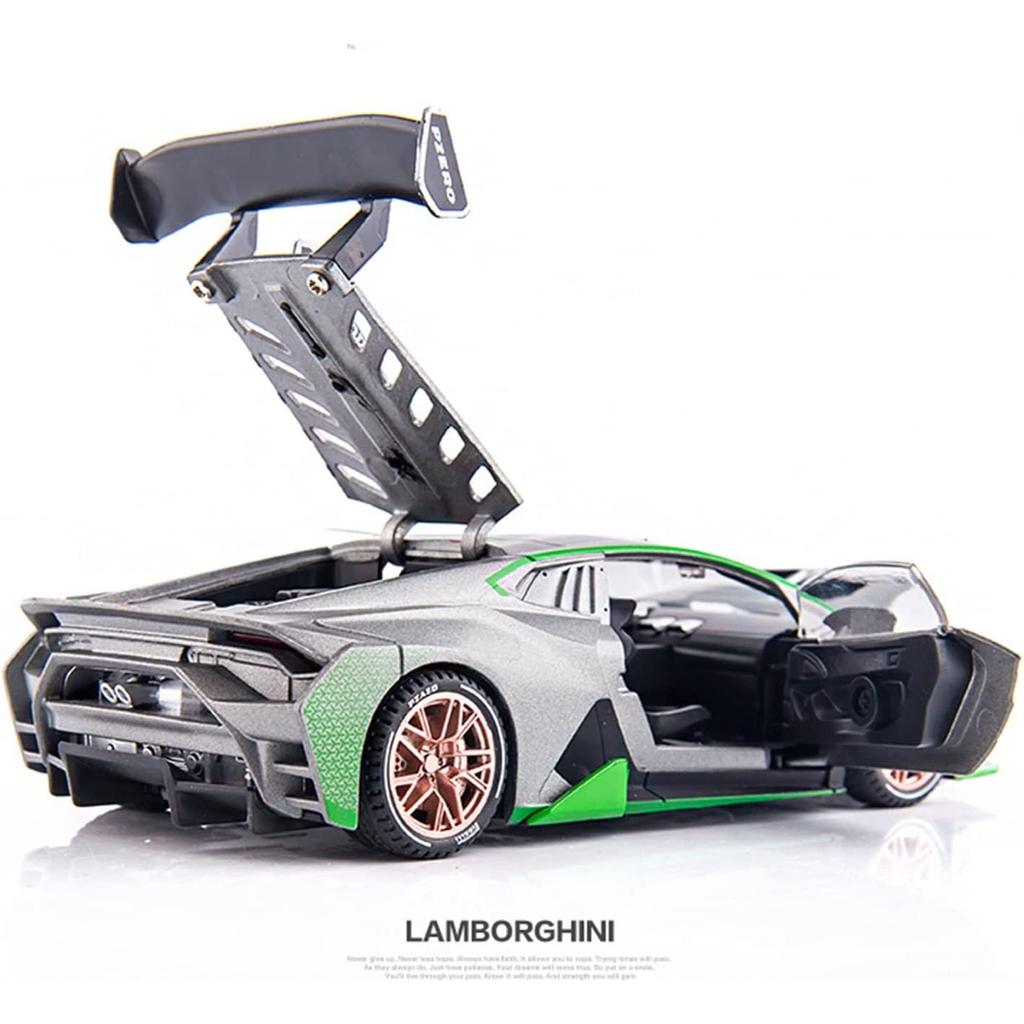 Масштаб 1/32 Lambo Huracan ST EVO, литая под давлением модель автомобиля, игрушечный автомобиль с откатным механизмом, звуком и светом для детей, коллекция подарков для мальчиков и девочек