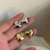 Solid Color Metal Stud Earring Pendientes Piercing Ear Stud Love Heart Earrings  Girls Gift