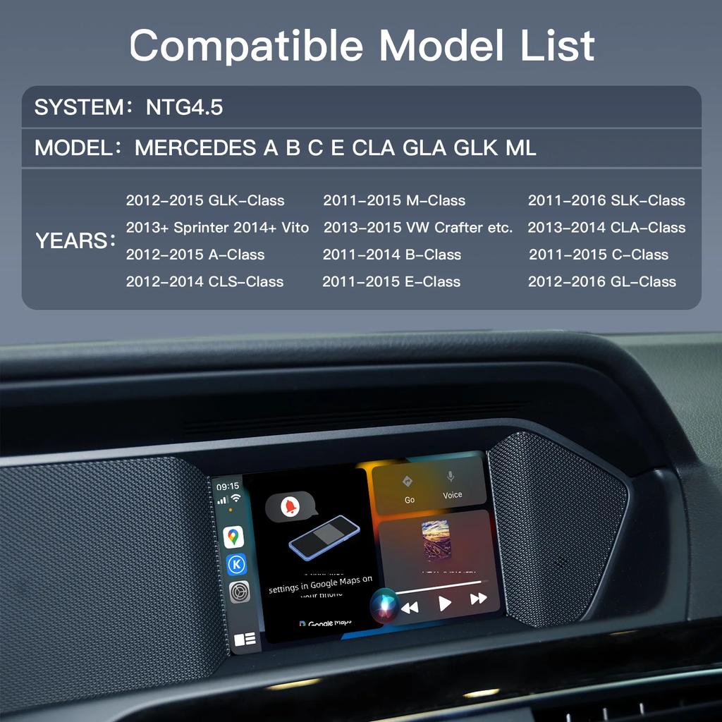 AUTOABC Wireless Carplay подходит для Mercedes Benz ABCE CLA GLA GLK ML Sprinter NTG4.5 Becker Module Android Auto Navigation