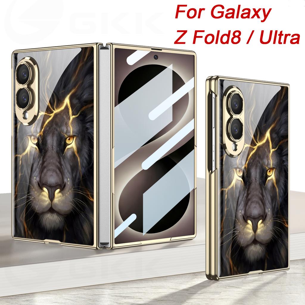 Luxury Plating Painted Glass Case for Samsung Galaxy Z Fold 8 Ultra Outer Screen Glass Protective Cover for Galaxy Z Fold7 Case