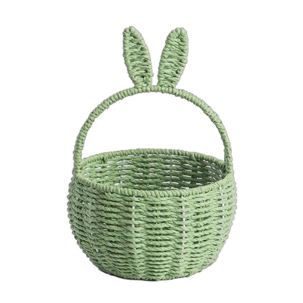 Корзина для хранения из плетеной бумаги в форме кроличьих ушей, элегантная корзина для цветов, плетеная вручную, держатель для закусок, решение для организации дома