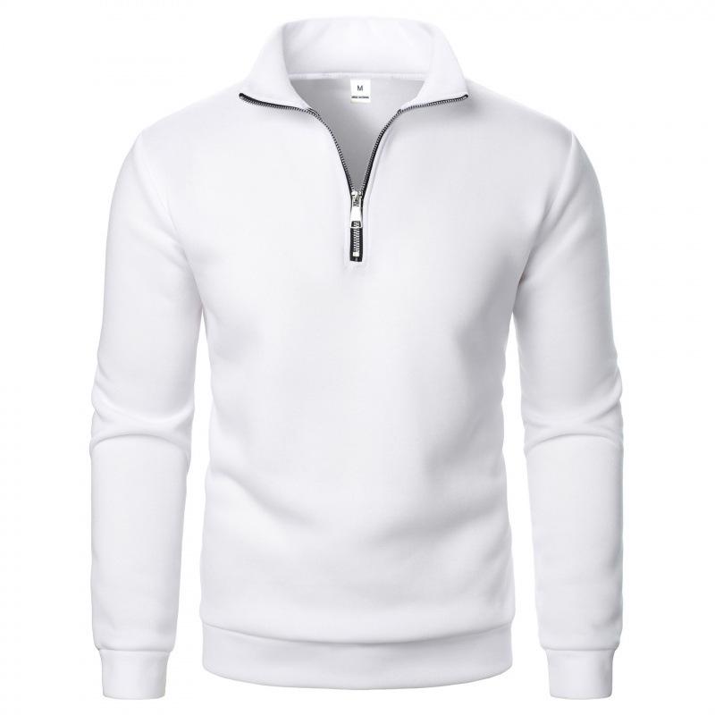 Мужской свитшот с воротником-стойкой на молнии до середины, однотонный - Повседневный модный пуловер с длинным рукавом, издание 2025 года