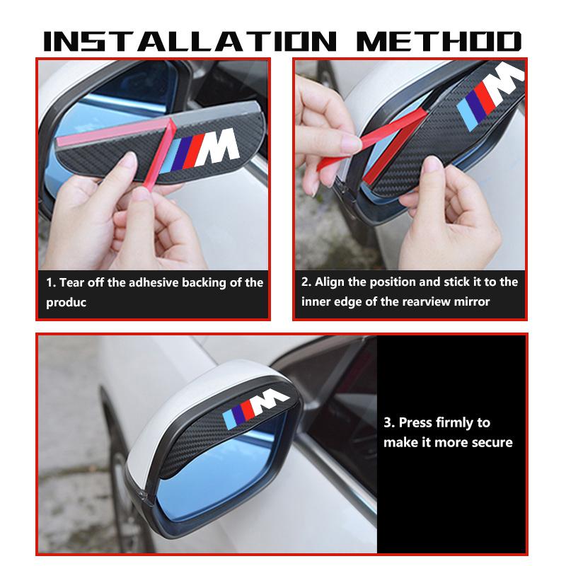 BBKO9 2PCS Car Rearview Mirror Rain Eyebrow Side Snow Sun Visor For BMW M 1 3 4 5 6 7 Series X1 X3 X4 X5 G20 G38 F48 E36 E39