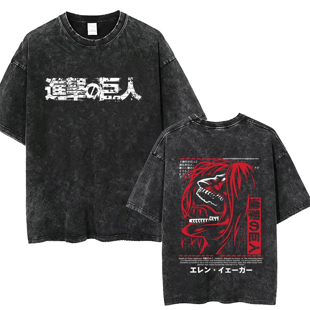 Washed Vintage Anime Attack on Titan Annie Leonhart Merch Tshirt Men Women Clothing Manga Harajuku Oversized T Shirt Streetwear