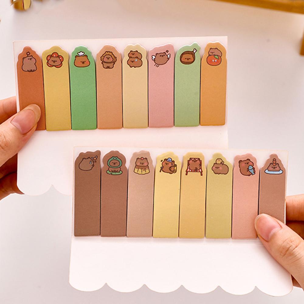 1 Piece Kawaii Stationery Kapibala Cartoon Marker Memo Pad Capybara Bookmark Flags Index Tab Sticky Notes Stickers