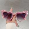 Vintage Heart Shaped Sunglasses with Rhinestones Women New Original Sweet Sun Glasses Trendy Brand Decorative Shades