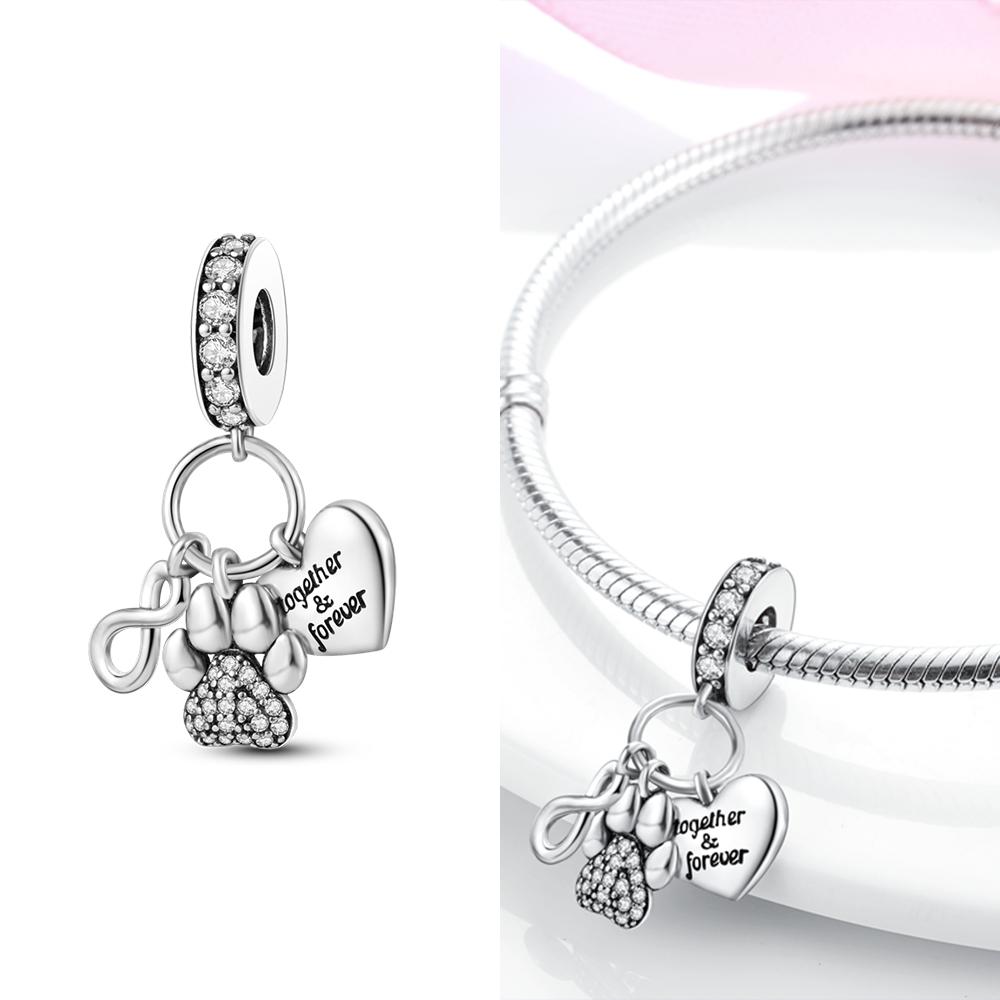 Шармы Бусины Подходят Щенок Оригинальная Медь Сердце Бант Медные Шармы для Браслета Подвеска Женские Ювелирные Изделия Подарки