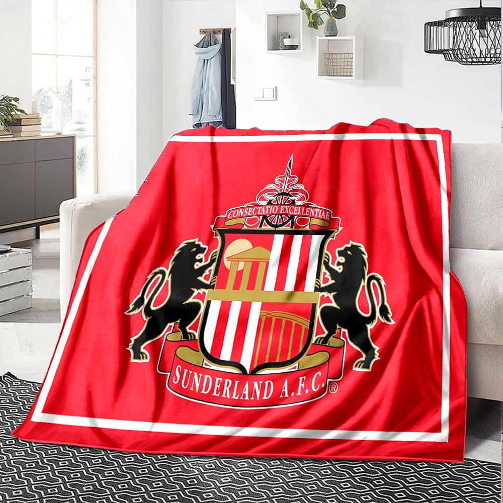 Sunderland Crest Flannel Blanket, Soft Polyester, Modern Design, All-Season for Camping, Travel, Gifts for holidays or birthdays