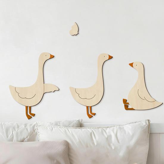 Wood Goose Wall Decor Vintage Boho Goose Nursery Wall Art Funny Animal Wall Poster for Kids Playroom Baby Shower Party Backdrop