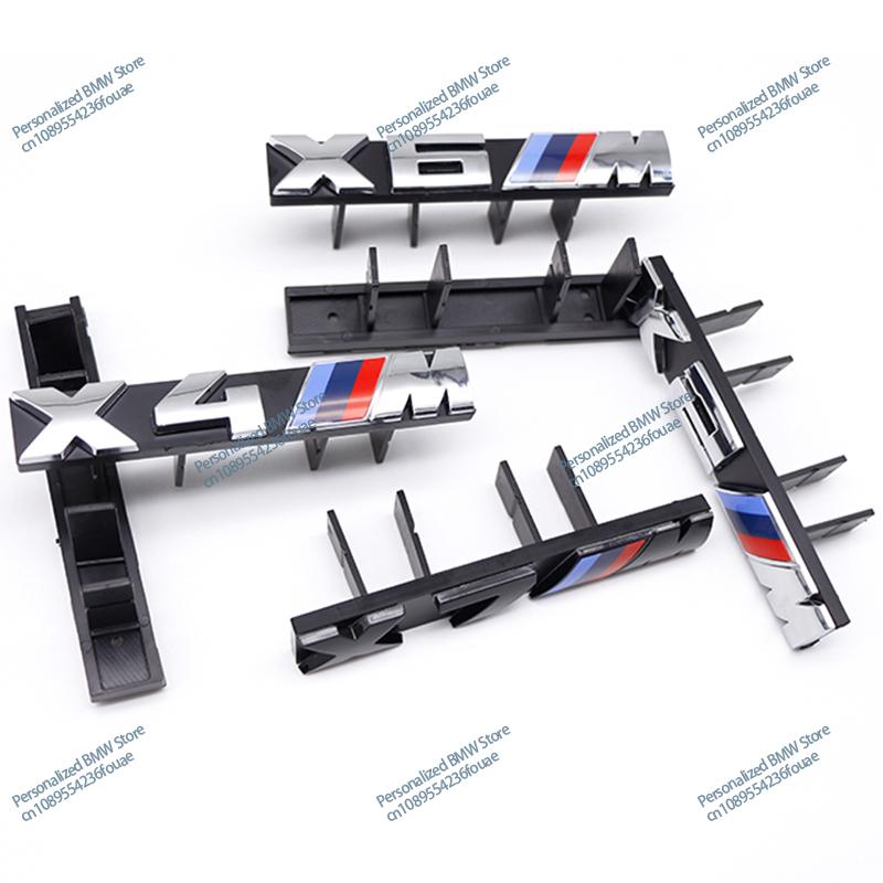AAAQT1 M Logo Car Front Hood Grille Badge For BMW M1 M2 M3 M4 M5 M6 M7 M8 X3M X4M X5M X6M ABS Glossy Black X Emblem Front Grille Badge