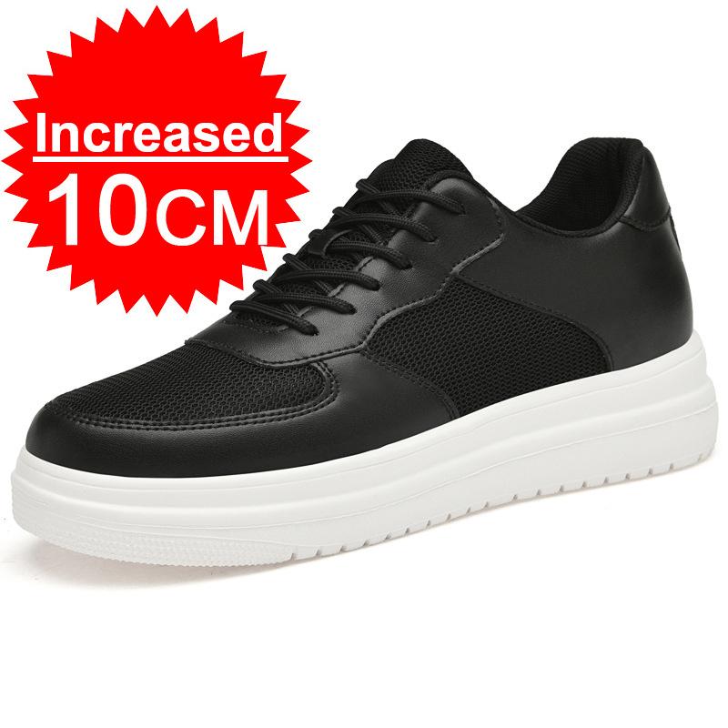 Men Leather Heightening Elevator Shoes Breathable Mesh Height Increase Thick Sole Shoes Man Height Insole 6/8/10CM Men Sneakers